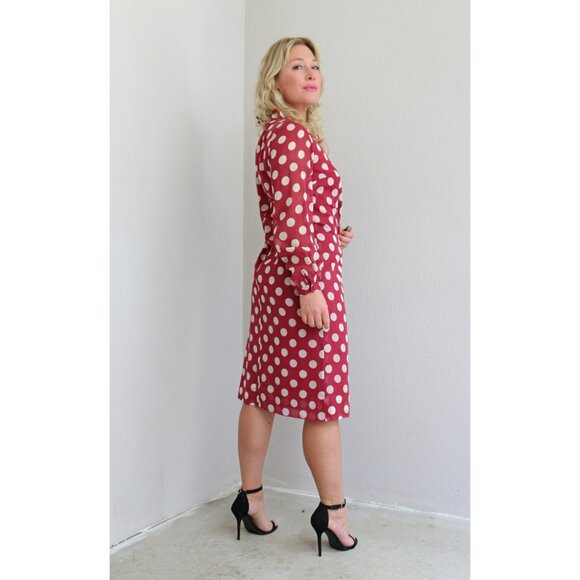 1960's Vintage Adele Martin Polka Dot Day Dress ~ Women's Size Medium to Large - Picture 8 of 9